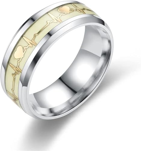 Glow-in-the-Dark Heartbeat Promise Rings - Engraved Matching Set