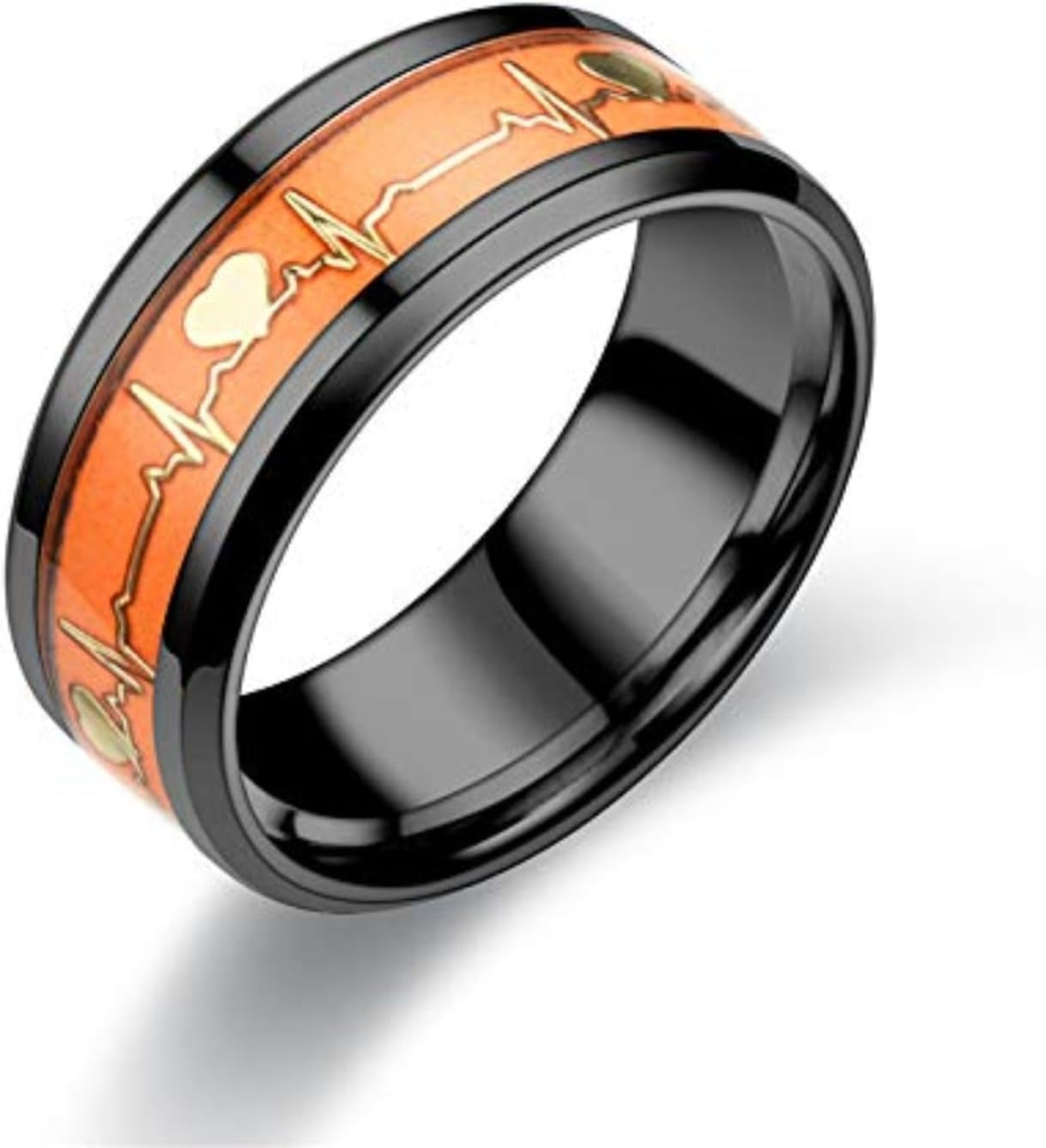 Glow-in-the-Dark Heartbeat Promise Rings - Engraved Matching Set